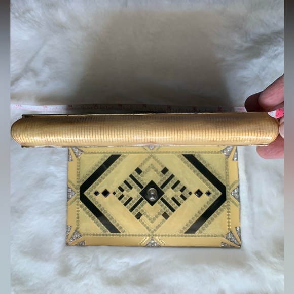 Art Deco Rhinestone Guilloche Enamel Jewelry Box/Cigarette Case - Picture 5 of 9